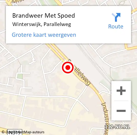 Locatie op kaart van de 112 melding: Brandweer Met Spoed Naar Winterswijk, Parallelweg op 18 september 2018 16:15