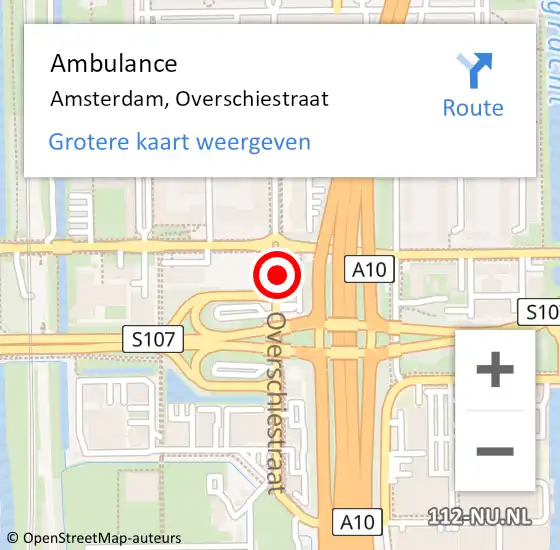 Locatie op kaart van de 112 melding: Ambulance Amsterdam, Overschiestraat op 18 september 2018 16:36