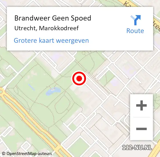 Locatie op kaart van de 112 melding: Brandweer Geen Spoed Naar Utrecht, Marokkodreef op 18 september 2018 17:36