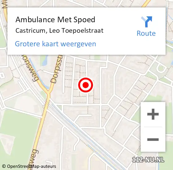 Locatie op kaart van de 112 melding: Ambulance Met Spoed Naar Castricum, Leo Toepoelstraat op 18 september 2018 22:11