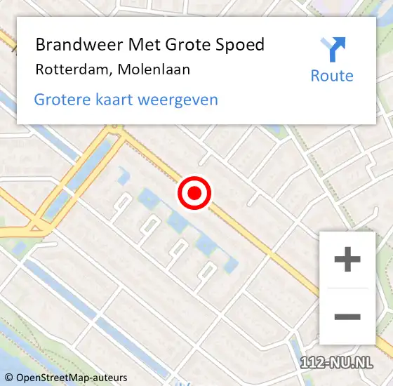 Locatie op kaart van de 112 melding: Brandweer Met Grote Spoed Naar Rotterdam, Molenlaan op 19 september 2018 06:07