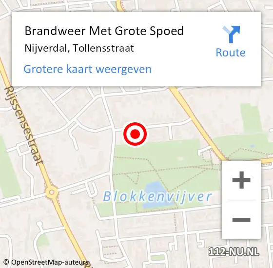Locatie op kaart van de 112 melding: Brandweer Met Grote Spoed Naar Nijverdal, Tollensstraat op 9 maart 2014 14:36