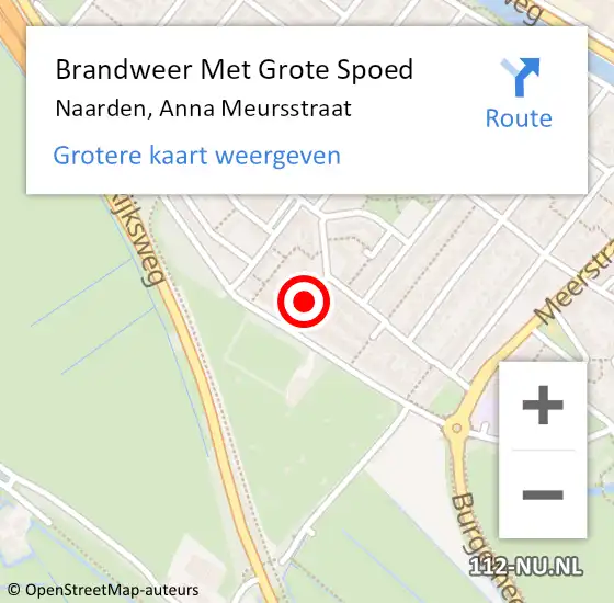 Locatie op kaart van de 112 melding: Brandweer Met Grote Spoed Naar Naarden, Anna Meursstraat op 19 september 2018 14:20