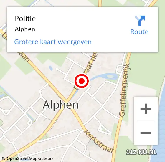 Locatie op kaart van de 112 melding: Politie Alphen op 19 september 2018 15:32