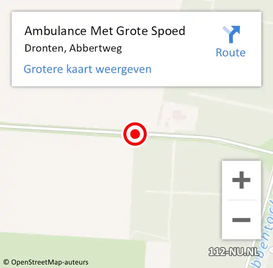 Locatie op kaart van de 112 melding: Ambulance Met Grote Spoed Naar Dronten, Abbertweg op 19 september 2018 16:16