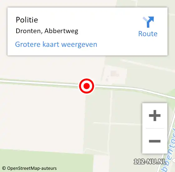 Locatie op kaart van de 112 melding: Politie Dronten, Abbertweg op 19 september 2018 16:25