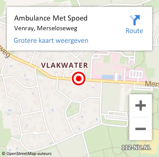 Locatie op kaart van de 112 melding: Ambulance Met Spoed Naar Venray, Merseloseweg op 19 september 2018 16:40