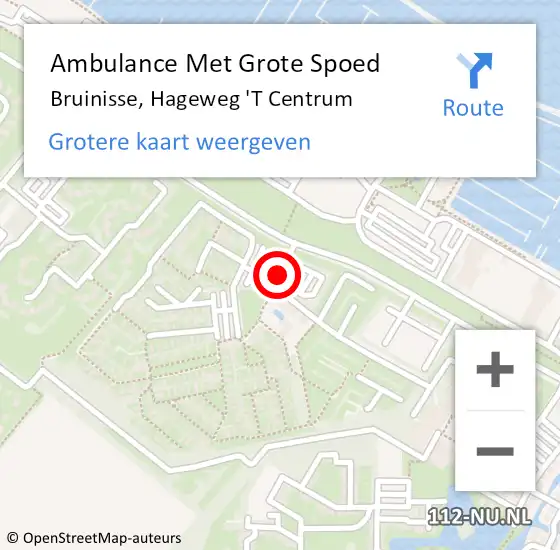 Locatie op kaart van de 112 melding: Ambulance Met Grote Spoed Naar Bruinisse, Hageweg 'T Centrum op 19 september 2018 20:16
