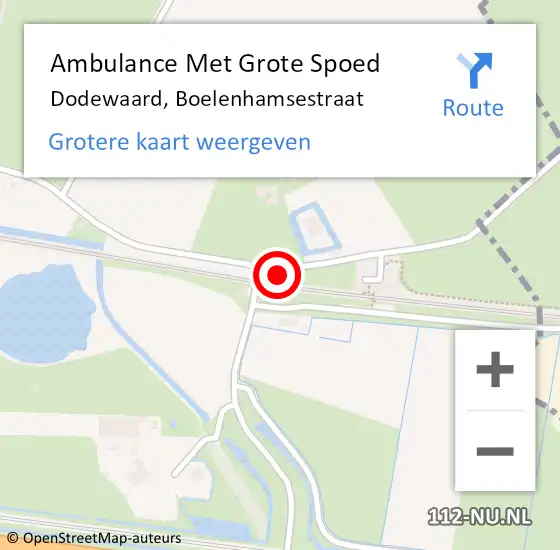 Locatie op kaart van de 112 melding: Ambulance Met Grote Spoed Naar Dodewaard, Boelenhamsestraat op 19 september 2018 21:45