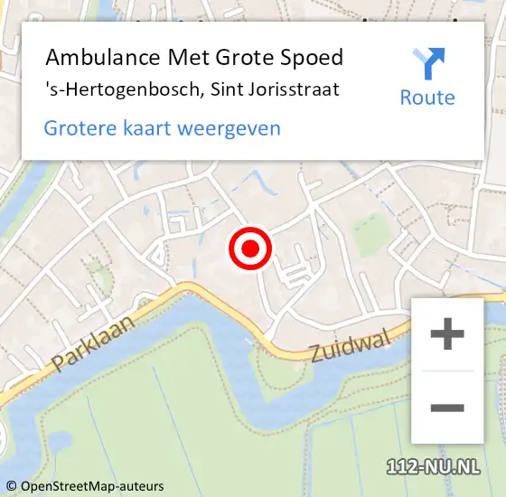 Locatie op kaart van de 112 melding: Ambulance Met Grote Spoed Naar 's-Hertogenbosch, Sint Jorisstraat op 19 september 2018 23:07
