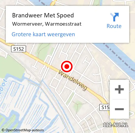 Locatie op kaart van de 112 melding: Brandweer Met Spoed Naar Wormerveer, Warmoesstraat op 19 september 2018 23:12
