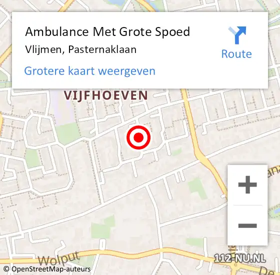 Locatie op kaart van de 112 melding: Ambulance Met Grote Spoed Naar Vlijmen, Pasternaklaan op 20 september 2018 00:52