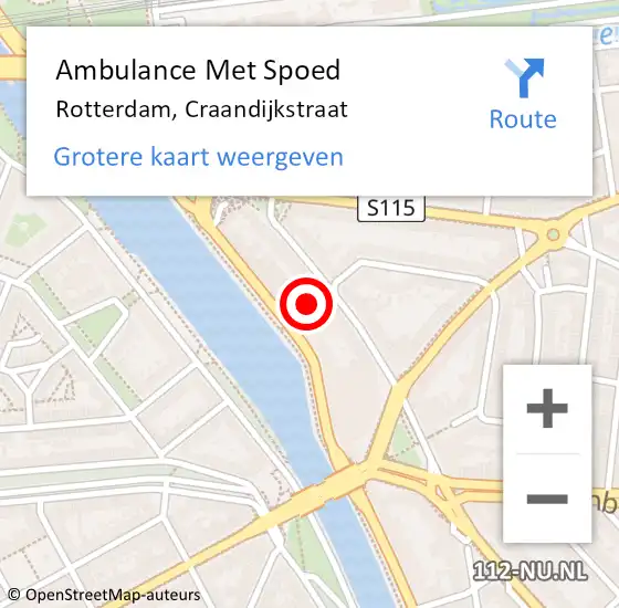 Locatie op kaart van de 112 melding: Ambulance Met Spoed Naar Rotterdam, Craandijkstraat op 20 september 2018 01:31