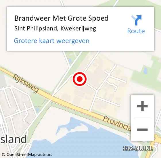 Locatie op kaart van de 112 melding: Brandweer Met Grote Spoed Naar Sint Philipsland, Kwekerijweg op 20 september 2018 01:38