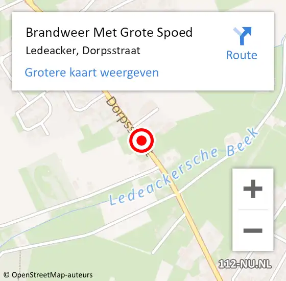 Locatie op kaart van de 112 melding: Brandweer Met Grote Spoed Naar Ledeacker, Dorpsstraat op 20 september 2018 01:39