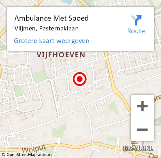 Locatie op kaart van de 112 melding: Ambulance Met Spoed Naar Vlijmen, Pasternaklaan op 20 september 2018 03:11