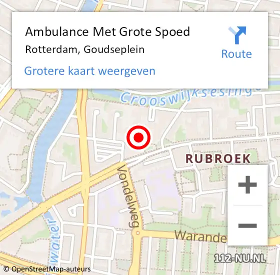 Locatie op kaart van de 112 melding: Ambulance Met Grote Spoed Naar Rotterdam, Goudseplein op 20 september 2018 03:51