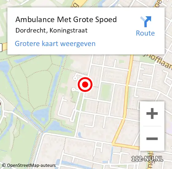 Locatie op kaart van de 112 melding: Ambulance Met Grote Spoed Naar Dordrecht, Koningstraat op 20 september 2018 03:51