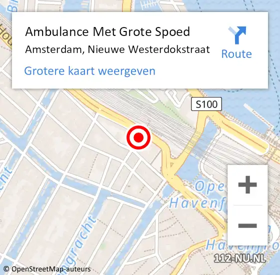 Locatie op kaart van de 112 melding: Ambulance Met Grote Spoed Naar Amsterdam, Nieuwe Westerdokstraat op 20 september 2018 04:07
