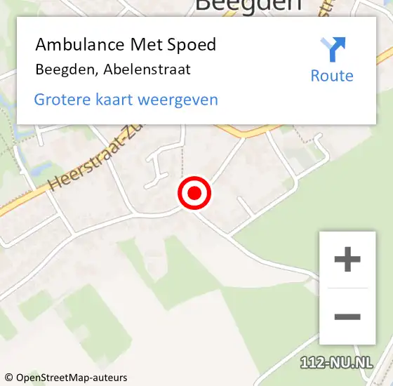 Locatie op kaart van de 112 melding: Ambulance Met Spoed Naar Beegden, Abelenstraat op 20 september 2018 07:00