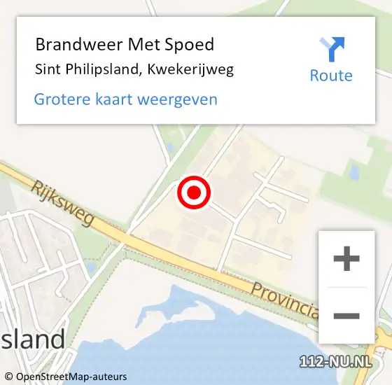 Locatie op kaart van de 112 melding: Brandweer Met Spoed Naar Sint Philipsland, Kwekerijweg op 20 september 2018 07:16