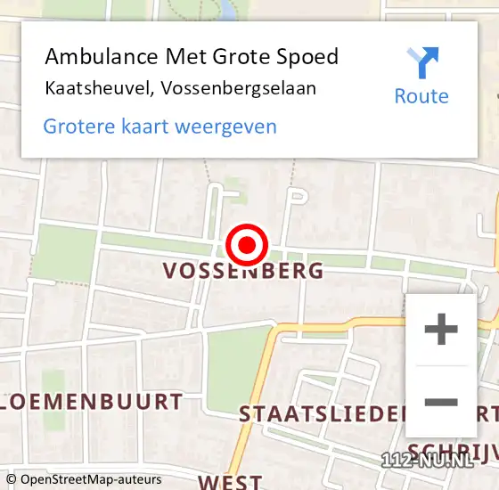 Locatie op kaart van de 112 melding: Ambulance Met Grote Spoed Naar Kaatsheuvel, Vossenbergselaan op 20 september 2018 10:04