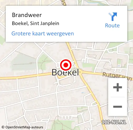 Locatie op kaart van de 112 melding: Brandweer Boekel, Sint Janplein op 20 september 2018 10:06