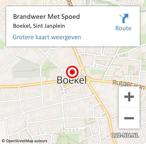 Locatie op kaart van de 112 melding: Brandweer Met Spoed Naar Boekel, Sint Janplein op 20 september 2018 10:08