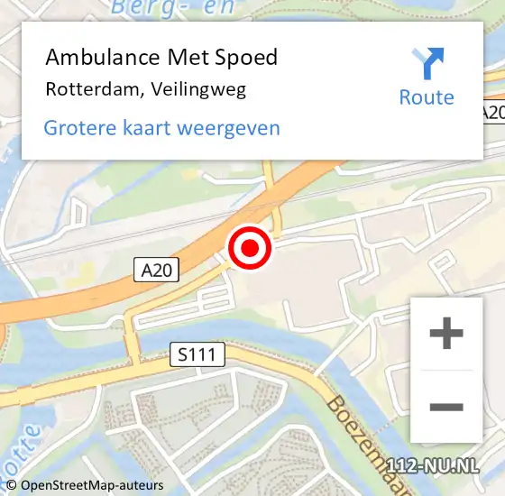 Locatie op kaart van de 112 melding: Ambulance Met Spoed Naar Rotterdam, Veilingweg op 20 september 2018 11:14