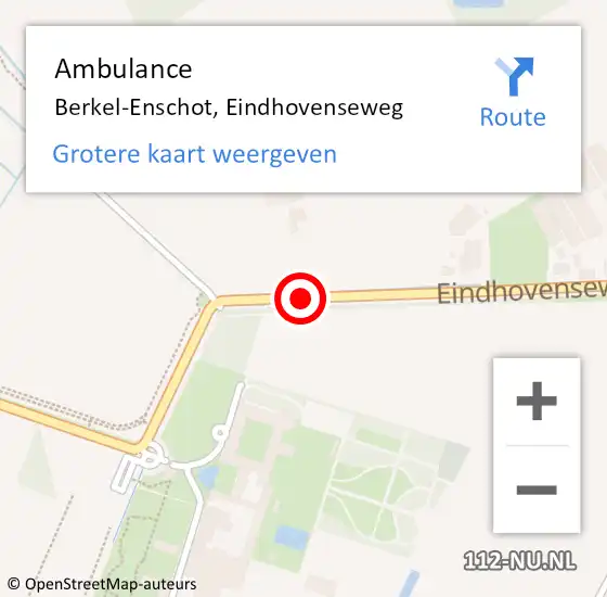 Locatie op kaart van de 112 melding: Ambulance Berkel-Enschot, Eindhovenseweg op 20 september 2018 14:09