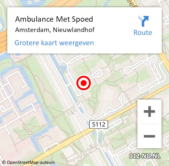 Locatie op kaart van de 112 melding: Ambulance Met Spoed Naar Amsterdam, Nieuwlandhof op 20 september 2018 15:38