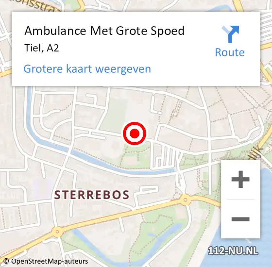 Locatie op kaart van de 112 melding: Ambulance Met Grote Spoed Naar Tiel, A2 op 20 september 2018 17:58