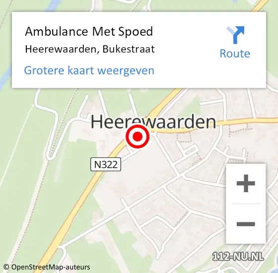 Locatie op kaart van de 112 melding: Ambulance Met Spoed Naar Heerewaarden, Bukestraat op 20 september 2018 19:59