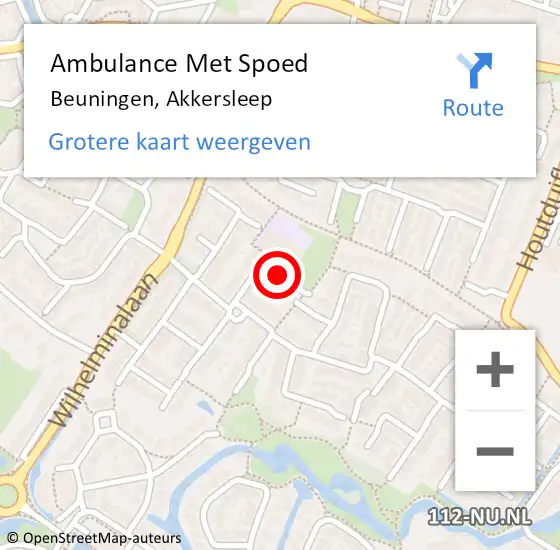Locatie op kaart van de 112 melding: Ambulance Met Spoed Naar Beuningen, Akkersleep op 21 september 2018 09:19