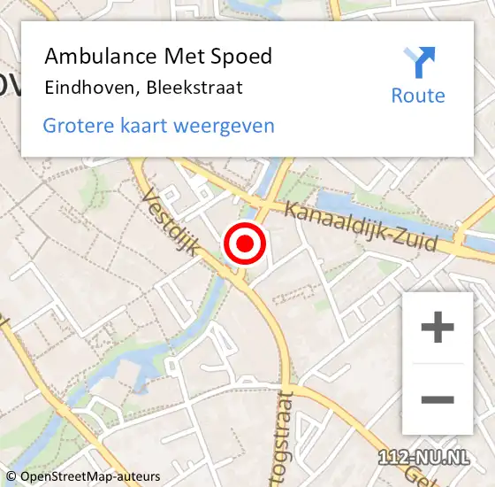 Locatie op kaart van de 112 melding: Ambulance Met Spoed Naar Eindhoven, Bleekstraat op 21 september 2018 10:18