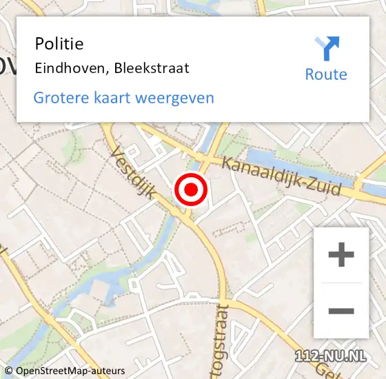 Locatie op kaart van de 112 melding: Politie Eindhoven, Bleekstraat op 21 september 2018 10:19