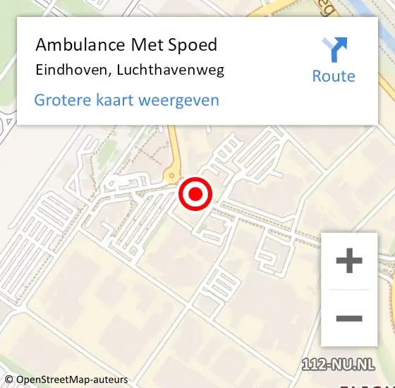 Locatie op kaart van de 112 melding: Ambulance Met Spoed Naar Eindhoven, Luchthavenweg op 21 september 2018 10:43