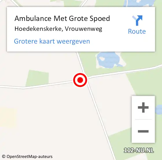 Locatie op kaart van de 112 melding: Ambulance Met Grote Spoed Naar Hoedekenskerke, Vrouwenweg op 21 september 2018 11:32