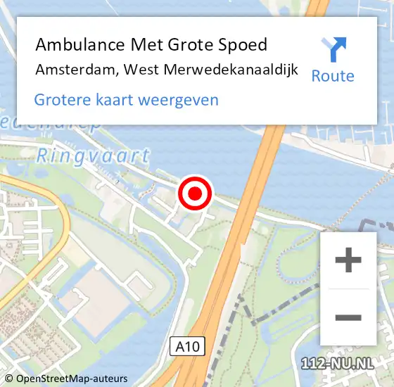 Locatie op kaart van de 112 melding: Ambulance Met Grote Spoed Naar Amsterdam, West Merwedekanaaldijk op 21 september 2018 12:16