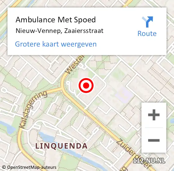Locatie op kaart van de 112 melding: Ambulance Met Spoed Naar Nieuw-Vennep, Zaaiersstraat op 21 september 2018 14:00