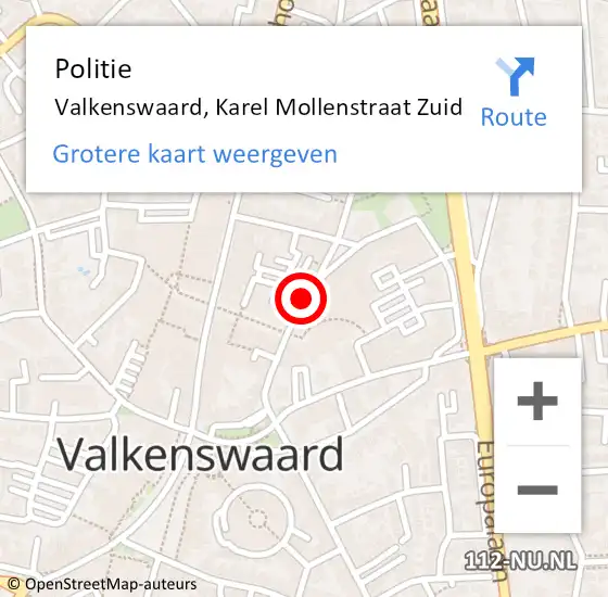 Locatie op kaart van de 112 melding: Politie Valkenswaard, Karel Mollenstraat Zuid op 21 september 2018 14:31