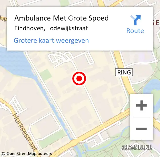 Locatie op kaart van de 112 melding: Ambulance Met Grote Spoed Naar Eindhoven, Lodewijkstraat op 21 september 2018 15:31