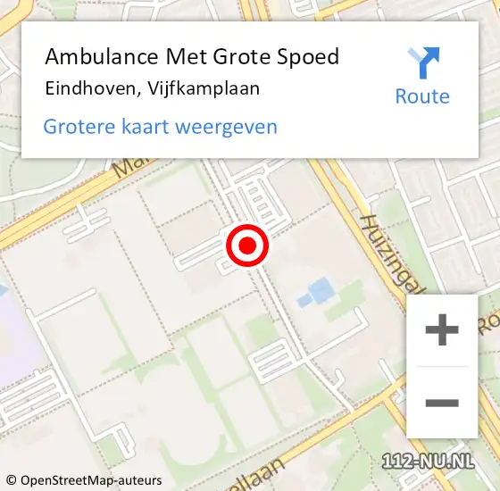 Locatie op kaart van de 112 melding: Ambulance Met Grote Spoed Naar Eindhoven, Vijfkamplaan op 21 september 2018 16:12