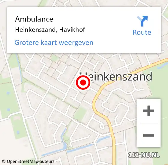 Locatie op kaart van de 112 melding: Ambulance Heinkenszand, Havikhof op 21 september 2018 17:00