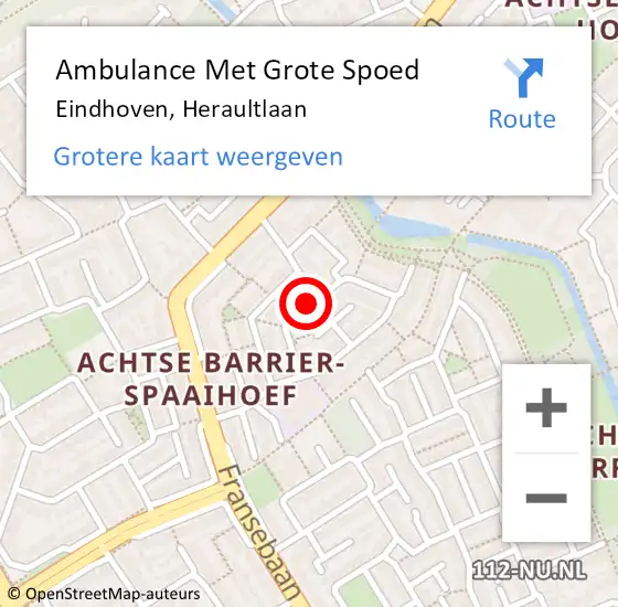 Locatie op kaart van de 112 melding: Ambulance Met Grote Spoed Naar Eindhoven, Heraultlaan op 21 september 2018 21:35