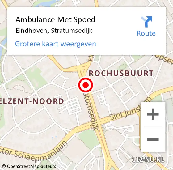 Locatie op kaart van de 112 melding: Ambulance Met Spoed Naar Eindhoven, Stratumsedijk op 22 september 2018 03:28