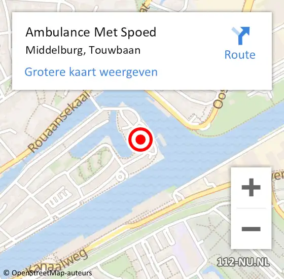 Locatie op kaart van de 112 melding: Ambulance Met Spoed Naar Middelburg, Touwbaan op 22 september 2018 05:15