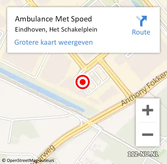 Locatie op kaart van de 112 melding: Ambulance Met Spoed Naar Eindhoven, Het Schakelplein op 22 september 2018 08:51