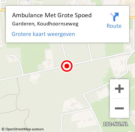 Locatie op kaart van de 112 melding: Ambulance Met Grote Spoed Naar Garderen, Koudhoornseweg op 22 september 2018 09:27