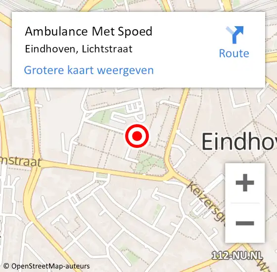 Locatie op kaart van de 112 melding: Ambulance Met Spoed Naar Eindhoven, Lichtstraat op 22 september 2018 09:50